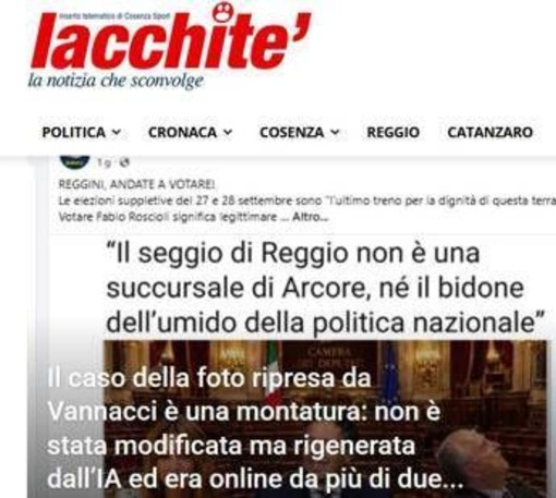 Siracusano-Vannacci, il blog Iacchite' chiarisce: "La foto non è stata realizzata da noi, ma dall'IA" Siracusano-Vannacci, il blog Iacchite' chiarisce: "La foto non è stata realizzata da noi, ma dall'IA"