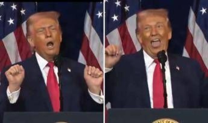 Trump e l'imitazione dell'atleta transgender: "Mia moglie non vuole" Trump e l'imitazione dell'atleta transgender: "Mia moglie non vuole"