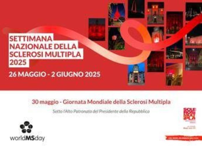 Giornata mondiale sclerosi multipla numero 25, l'Italia si tinge di rosso