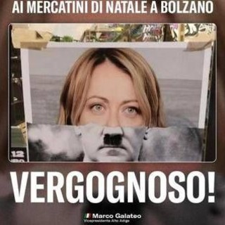 Bolzano, Galateo (FdI): "Fotomontaggio Meloni-Hitler ai mercatini Natale, inaccettabile"