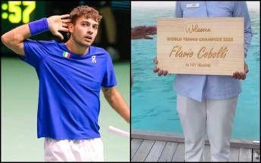 Cobolli, accoglienza da star alle Maldive: il cartello per celebrare la Coppa Davis