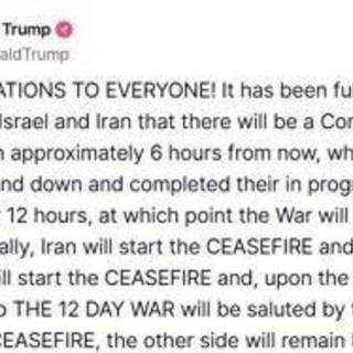 Iran, Israele e la 'pace su Truth': cessate il fuoco è un annuncio di Trump