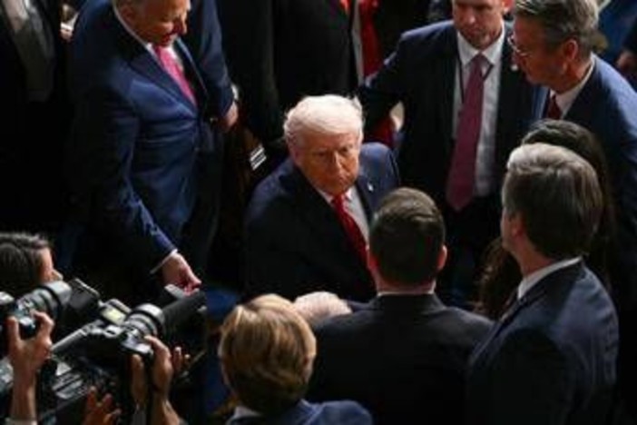 Trump, discorso record di 108 minuti tra proteste e silenzi Trump, discorso record di 108 minuti tra proteste e silenzi