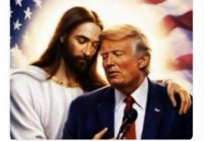 Trump, nuova immagine con Gesù: l'abbraccio e la nuova polemica