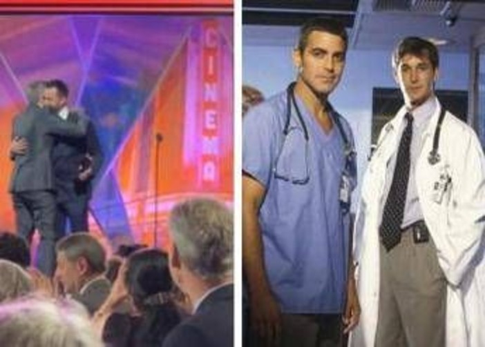 Golden Globe, The Pitt tra i vincitori. L'abbraccio di Noah Wyle con il collega di ER George Clooney